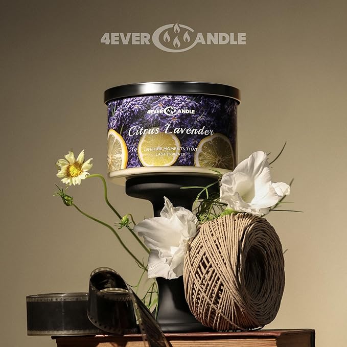 4EVER Scented Candles | 4-Wick 18oz Soy Wax Candle | Up to 50Hrs Clean Burn | Aromatherapy Candles for Home Scented | Gifts for Women & Mom, Citrus Lavender