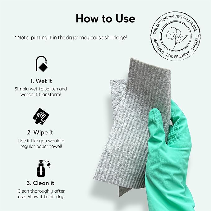Auggee Swedish Dishcloths for Kitchen, 5 Pack Swedish Dish Cloths, Ultra Absorbent Reusable Paper Towels, Cellulose Sponge Cloths, Quick Drying, No Odor, Dishwasher Safe Green