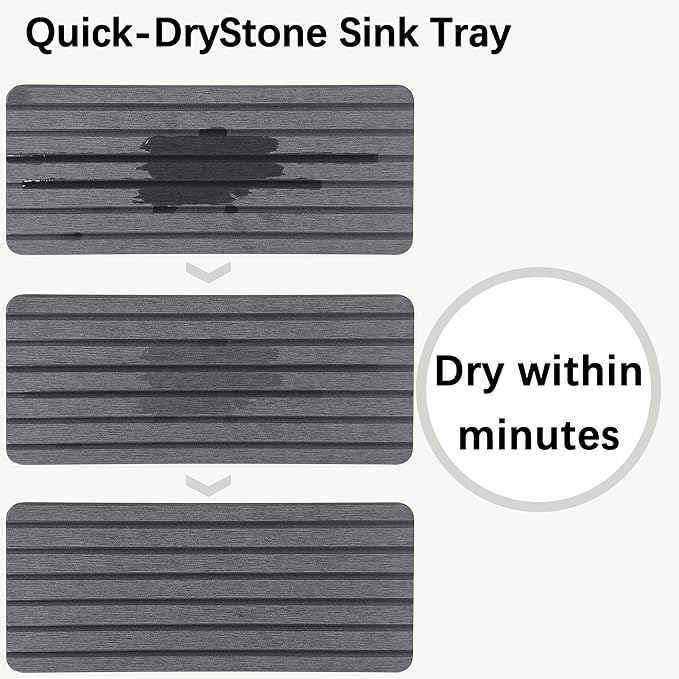 NiuYichee 2 PCS Water Absorbent Diatomite Coasters (10.2" x 4"), Grooved Design, Water Absorbing Stone Used for Hand Soaps & Plants & toiletries in The Modern Home
