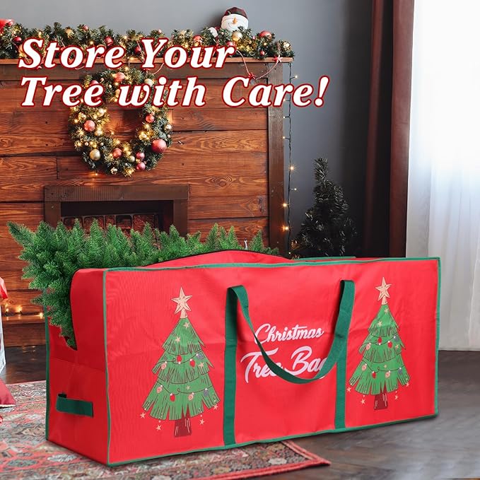 Christmas Tree Storage Bag, Stores Up to 7.5ft Xmas Holiday Tree - With Wrap-around Carry Handle, Using 600D Oxford Cloth - Extra Large Storage Container for Trees and Decorations
