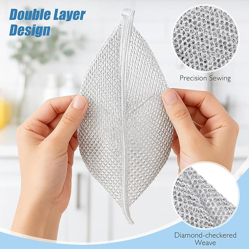 80pcs Non Scratch Wire Dishcloth, Multipurpose Wire Dishwashing Rags for Wet And Dry, Reusable Stainless Steel Cleaning Cloth, Kitchen Metal Dish Cloths for Washing Dishes Sinks, Dishes, Stove Top