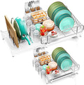 TOOLF Dish Drying Rack - Large Expandable Dish Rack for Kitchen Counter, Stainless Steel Dish Drainer for Kitchen Organization with Cutlery ＆ Cup Holder,White