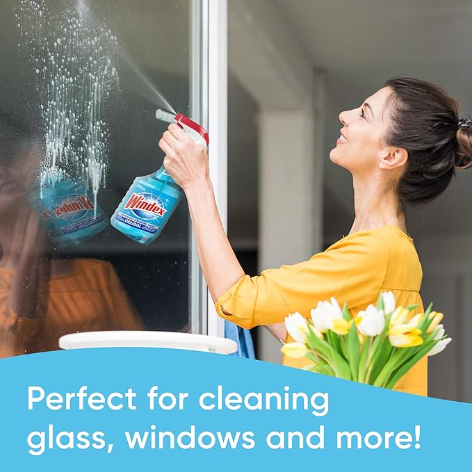 Windex Refill Bundle of Glass and Window Cleaner Spray, Original Blue Scent, Bundle Including 23 Fl Oz Spray & a 32 Fl Oz Refill Bottle, Surface Cleaning Spray, Household Cleaning Essentials