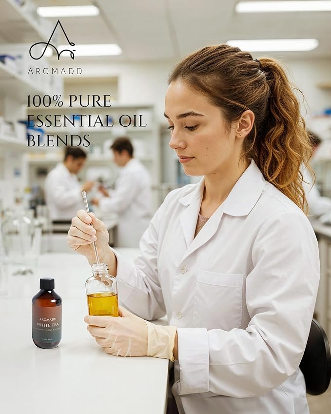 Aromadd White Tea Diffuser Oil Inspired by Luxury Hotel Scent, Essential Oils for Waterless Diffuser, White Tea & Bergamot, Long-Lasting & Natural Home Fragrance - 6.76 fl oz (200 mL)