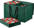 ZOBER Christmas Ornament Storage Box - Stores 200 3" Ornaments with Individual Trays - Tear Proof 600D Oxford Fabric - ornament organizer storage box, Durable Christmas Containers Holder - Green