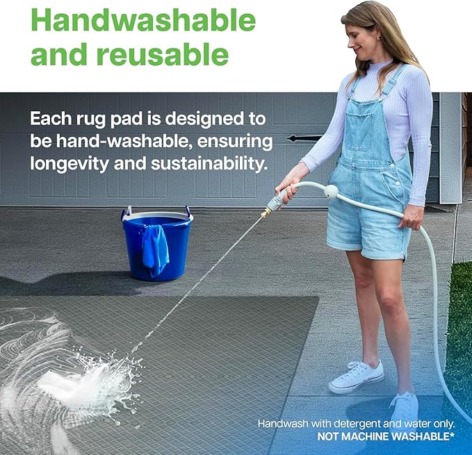 RugPadPets Waterproof Rug Pad, 4x6 ft (3/8" Thick) - Non-Slip Cushioned Pad for Area Floors - Washable, Pet-Friendly, Protects Floors from Spills and Accidents, Scratch-Resistant Rug Underlay