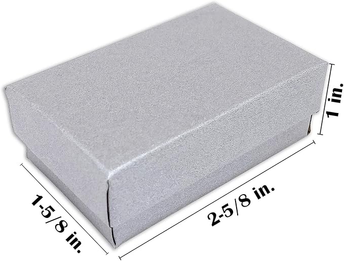 TheDisplayGuys - 25-Pack #21 Cotton Filled Cardboard Paper Jewelry Boxes Gift Case - Pearl Gray (2.6" x 1.6" x 1.0") - for Shipping or Storage