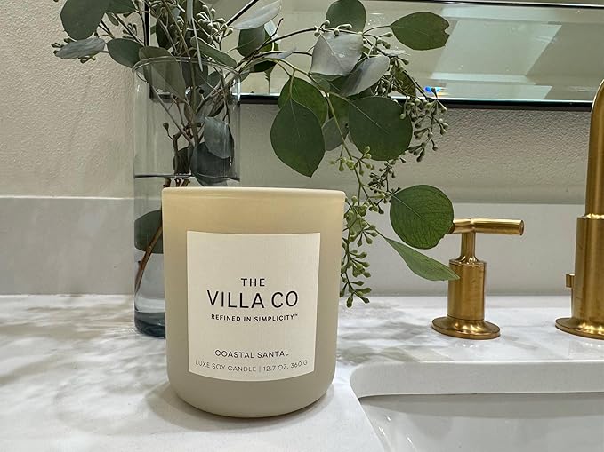 Coastal Santal | Scented Candle for Women & Men | Hand-Poured, Aromatic & Fragrant | 60 Hour Burn Time 12.7 OZ | Soy Based | Phthalate Free | Made in USA