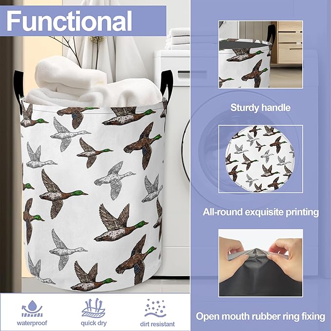 Laundry Basket-Cute Geese Foldable Waterproof Oxford Cloth Funny Tote Bag Laundry Hamper Clothes Storage Bucket Organizer For Bathroom/Laundry Storage/Bedroom Storage Basket