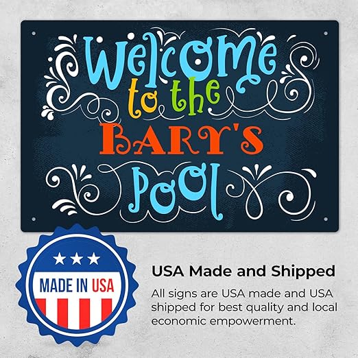 Custom Pool Sign, Welcome to The Pool Fun Colors for Pool Décor Sign, 12x18 Inches, Rust Free .063 Aluminum, Fade Resistant, Made in USA by Sigo Signs