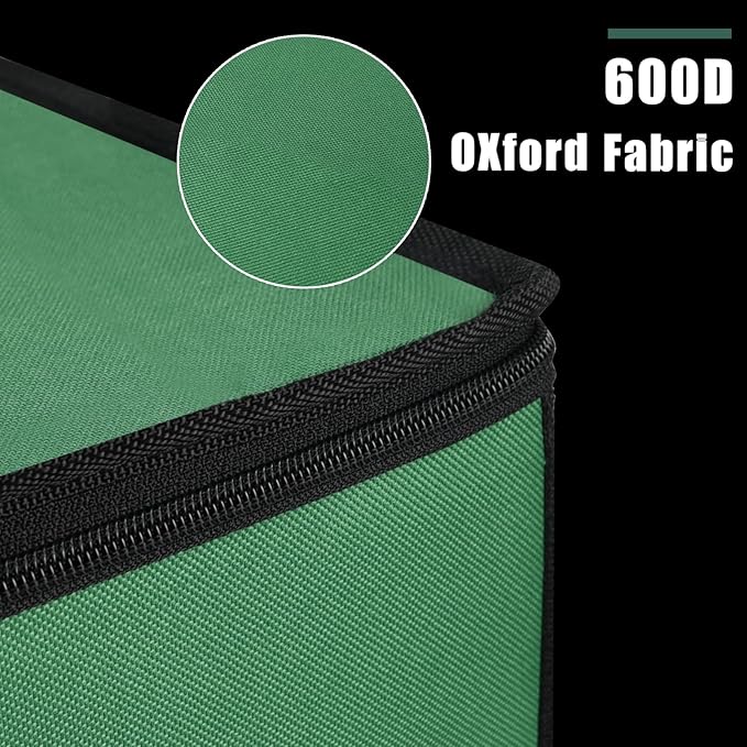 Christmas Ornament Storage Box with Dividers, Christmas Balls Storage Containers with Zipper & 4 Removable Trays - Holds Up to 64 Balls - 600D Oxford Christmas Decoration Storage Organizer (Green)