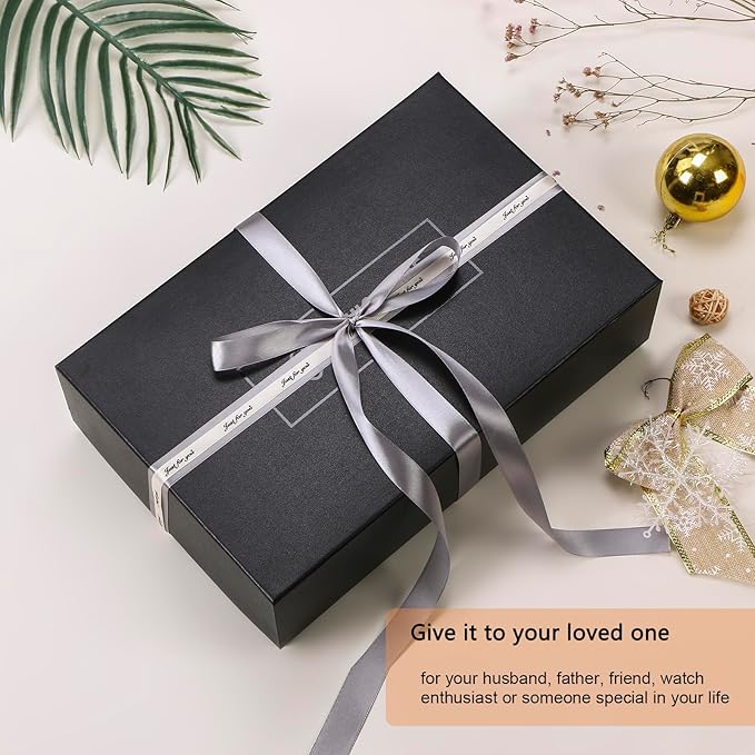 BEWISHOME Watch Box 6-Slot Watch Case and 3-Slots Sunglasses Box for Men, Sunglasses Storage with Large Glass Lid, Jewelry Box for Men Women Brown SSH18Z