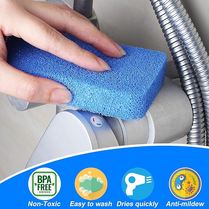 Silicone Sponges Kitchen Scrubber, Sponges for Dishes, Fragrance Free, Odor Free, 10 PCS Non-Scratch Scrub Sponges, Blue