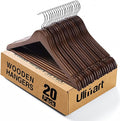 Wooden Hangers 20 Pack,Clothes Hanger for Daily Used,Coat Hanger for Closet,Heavy Duty Wood Hangers for Suit, Shirts, Jackets, Dress, Pant (Walnut)
