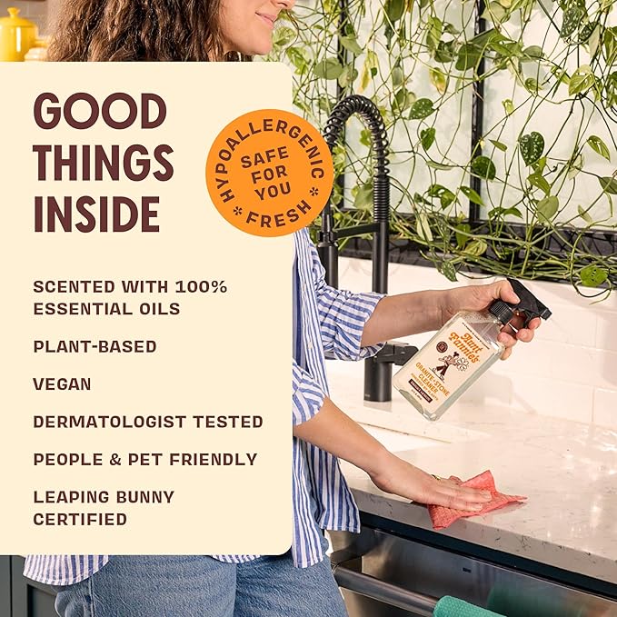 Aunt Fannie's Granite and Stone Cleaner, Plant Based Daily Countertop Spray for Granite, Marble, Soapstone, Quartz, Slate, Laminate, and other Sealed Stone, Bright Lemon Scent, Pack of 3