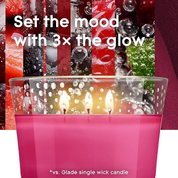 Glade Bubbly Berry Splash 3-Wick Candle, Infused with Essential Oils, Air Freshener - 3 Count, 6.8 Oz Each