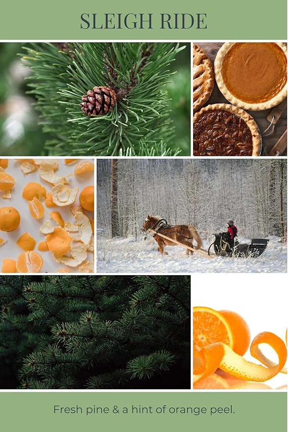 ECO CANDLE CO. Mason Jar Candle, Sleigh Ride, 8 oz. - Scents of Pine & Orange - 100% Soy Wax, No Lead, Kraft Label & Antiqued Pewter Lid, Hand Poured, Phthalate Free, Made from Midwest Grown Soybeans