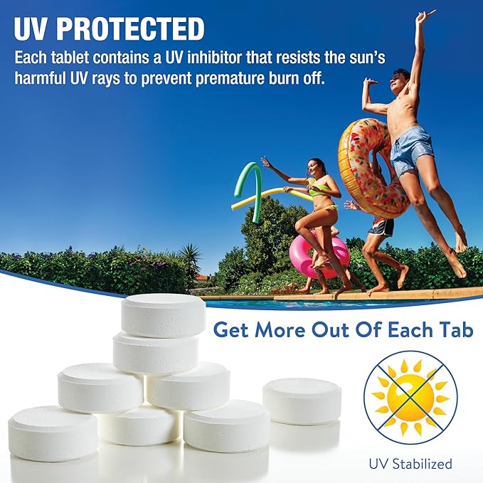 Doheny’s 3-Inch Stabilized Chlorine Tablets for Sanitizing Swimming Pools | 99% Pure Tri-Chlor, 90% Available Chlorine | Long-Lasting, UV-Protected, Slow-Dissolving | Individually Wrapped 100lb Bucket