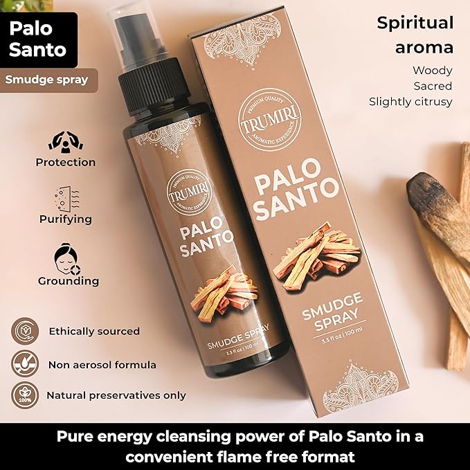 Palo Santo Spray For Negative Energy Cleansing Of Home - Non Toxic Natural Room Spray Made With Palo Santo Essential Oil - Safe Body Mist For Smudge Kit