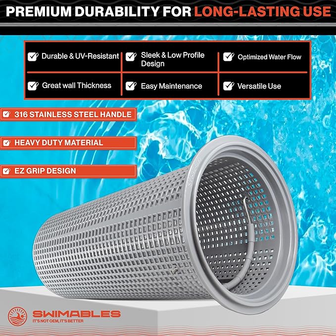 Swimables Heavy Duty Large Leaf Canister Basket - Compatible with Hayward Leaf Canister Basket W530 & W560 Pool Filter Basket Replacement - Durable Pool Strainer Basket for Inline Leaf Canister