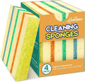 LAUNDRYLUX 4 Pack Scrub Sponge - Temperature-Responsive - 50% More Power & Rinses Cleaner Cleaning Sponges, Multipurpose Dish Sponges for Kitchens, Bathrooms, and Outdoor Use - Patent Pending