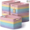 5 Pack Rainbow Woven Storage Baskets for Shelves, Decorative Toy Baskets Organizer for Kids Room, Nursery, Playroom, Classroom – Colorful Cotton Rope Toy Storage Bins for Organizing & Decor