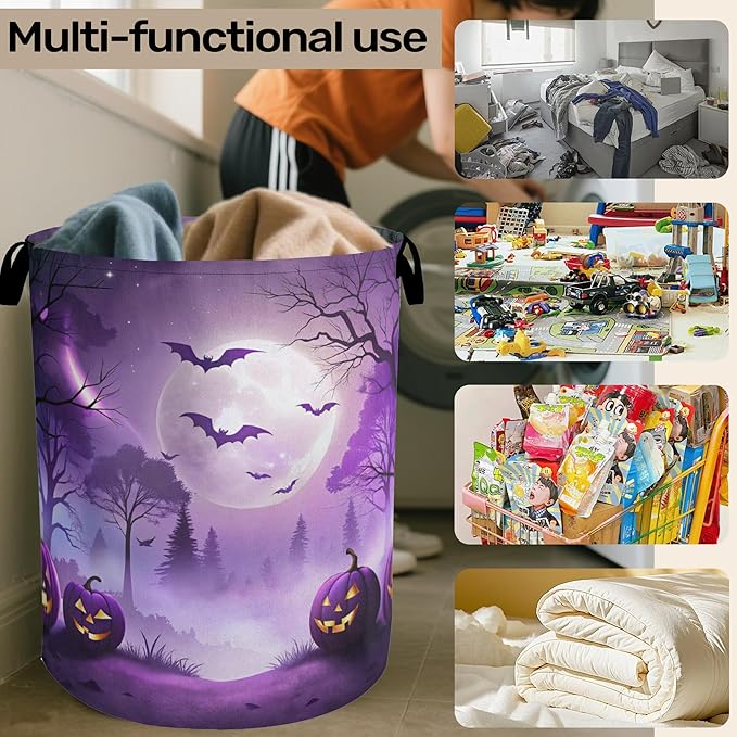 Pumpkin Party Foldable Laundry Hamper - Waterproof Fabric Storage Basket with Handles, Clothes Hampers for Laundry,Bedroom,Dorm