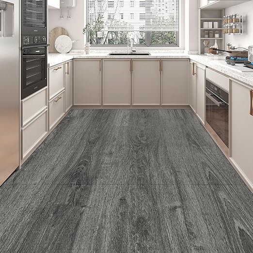 Art3d Peel and Stick Vinyl Floor Tiles 30-Pack 12 x 12 inch, Self Adhesive Waterproof Flooring Wood Planks for Kitchen, Dining Room, Bedrooms, Cover 30 Sq.Ft, Grey Oak