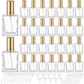 Domensi 30 Pcs 30 ml Glass Perfume Bottles Mini Glass Empty Spray Atomizer Bottles Bulk Refillable Perfume Dispenser Container with Pump Tool for Travel Cleaning Skin Care(Gold)