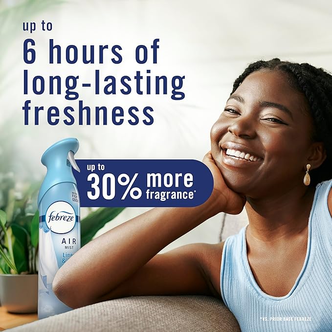 Febreze Air Mist, Air Freshener Spray, Odor Fighting Room Spray, Deodorizer for Home Bathroom Kitchen Office Apartment Dorm Room Classroom, Heavy Duty Crisp Clean Scent, 8.1oz, (Pack of 6)