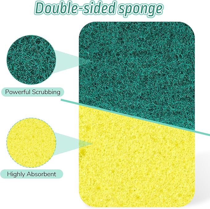 SHENLIU 50 Pack Non Scratch Scrouing Sponges, Kitchen Scrub Dish Sponge Cleaning Brush Scrubber Supplies for Household Cleaning Dishes Kitchen Apartment Car Bike