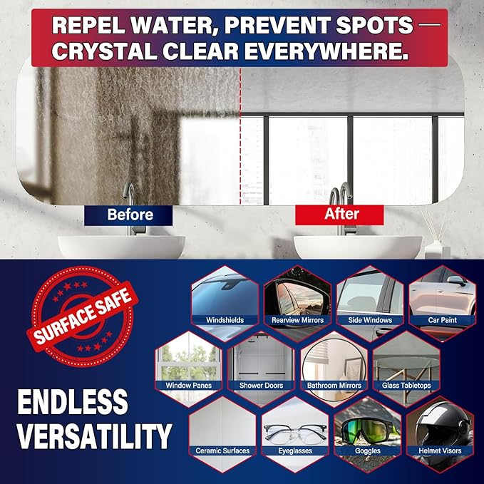 SHIELDOM Water Repellent Spray Car Windshield Rain Repellent Exterior Glass Treatment Waterproof Hydrophobic Coating for Clear Vision on Automotive Glass, Windows, Mirrors, Helmets 100ml/3.4fl oz