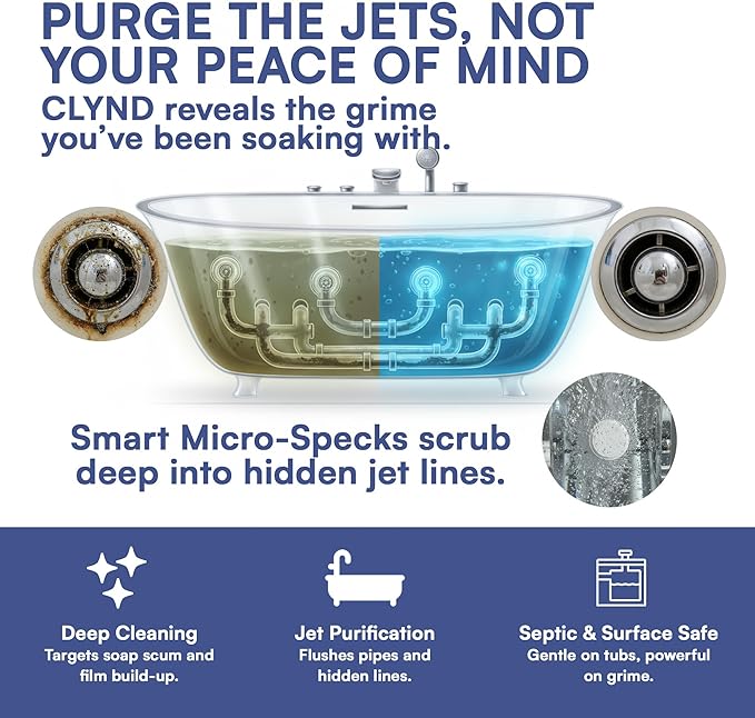 Jetted Tub Cleaner for the Jets and the Tubes 24 Tablets Hot Tub Cleaner for Jet Bathtub Heavy Duty - No Harsh Chemicals and Septic Safe - Compatible with Whirlpool, Spa, Jetted Bath