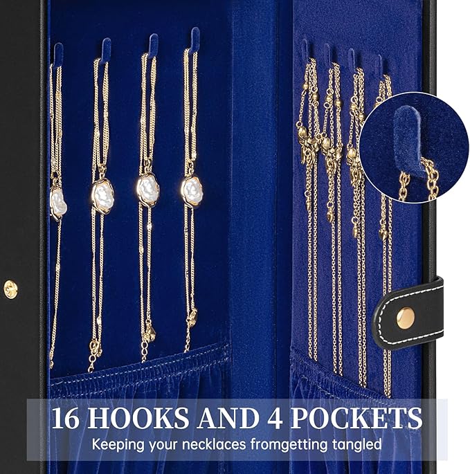 AKOZLIN Huge Jewelry Box Organizer Functional Large Leather Jewelry Storage Case for Women Girls Ring Necklace Earring Bracelet Holder Organizer with Mirror