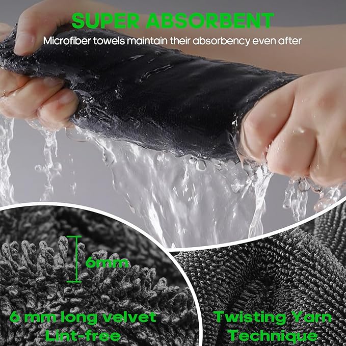 PBHEPJ 2 Pack Microfiber Towels (36"x 24") Extra Large Ultra Absorbent Drying Towel for Cars and Trucks, Without Streaks, Scratches, or Water Spots