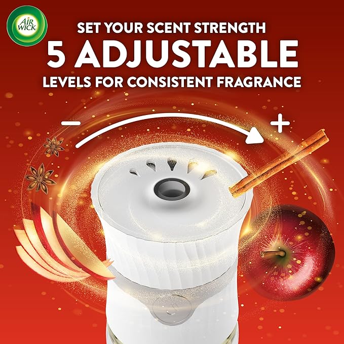 Air Wick Plug in Scented Oil Refill, 2ct, Apple Cinnamon Medley, Fall Scent, Essential Oils, Air Freshener