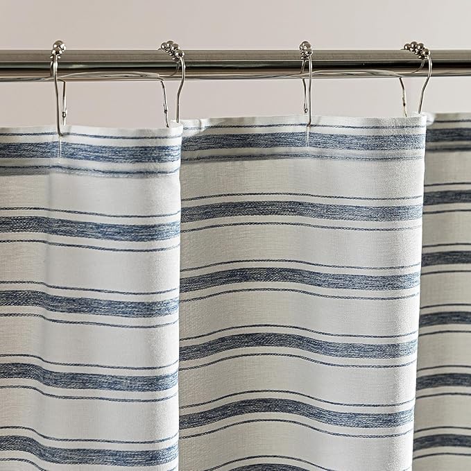 SLEEP ZONE Shower Curtain Liner, Waffle Shower Curtains for Bathroom, Heavy Duty Thick Fabric Shower Curtains - 285GSM Luxury Weighted Polyester Bath Curtain, 72" × 80" (Blue)