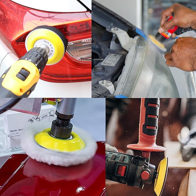 3 Inch Car Headlight Restoration Kit, 75MM Headlight Polishing Kit, Headlight Cleaning Kit with Hook & Loop Sanding Disc Grit 320-3000 Scouring Pad Polishing Pad Soft Interface Pad for Drill--41PCS