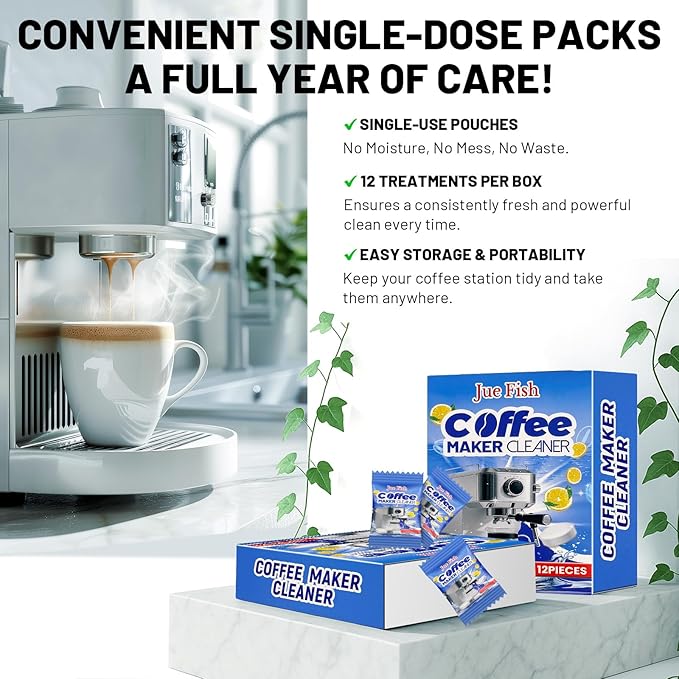 Apsumor Coffee Machine Cleaner Descaler Tablets - 12 Count, Descaling & Deodorizing for All Coffee Makers, Deep Cleans, Non-Toxic