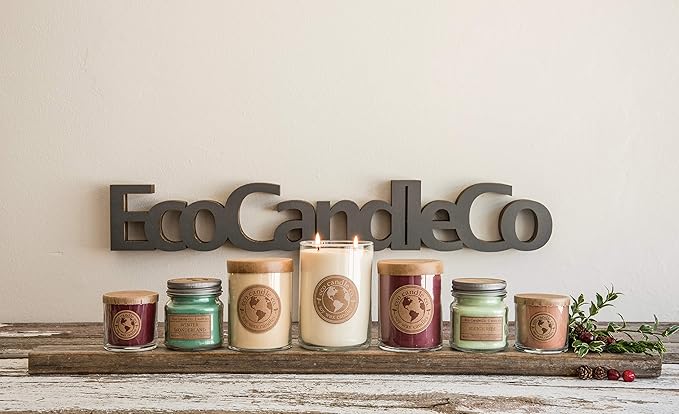 ECO CANDLE CO. Recycled Candle, Precious Woods, 6 oz. - Scents of Smoked Wood, Nutmeg, Musk, & Ylang - 100% Soy Wax, No Lead, Kraft Paper Label & Lid, Hand Poured, Made from Midwest Grown Soybeans