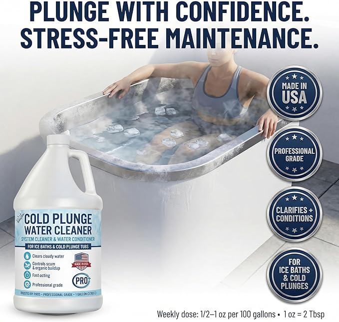 5in1 Weekly Cold Plunge Water Treatment - HOCl Cold Plunge Cleaner, Ice Bath Cleaner, Water Stabilizer For Cold Plunge Ice Pod, Clarifier Softener Chemicals, Ice Bath Accessories, 1 Gallon