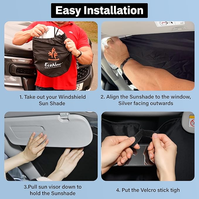 EcoNour Windshield Sun Shade Compatible for Honda CR-V 2017–2022 | SUV Front Window Sun Visor Protector | Foldable 4-Layer Sunshade | Blocks UV Rays & Keeps Interior Cooler