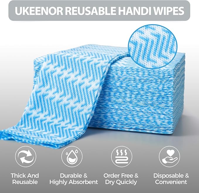 UKEENOR Disposable Cleaning Cloths Dry Handi Wipes Reusable Dish Cloths Multi Use Reusable Cleaning Towels,Machine Washable J Cloth,Heavy Duty Handy Wipes 13.7" X 15.7" 80 Count