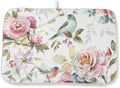 Floral Dish Drying Mat 18x24 Inch Watercolor Flower Bird Drying Mat Spring Summer Seasonal Absorbent Dish Drying Pad Dish Rack Drainer Mats for Kitchen Dining Counter