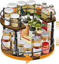 SYNAMENO 2 Tier Lazy Susan Organizer Turntable for Cabinet U-Shape Spinning Makeup Organizer 11.8" Rotating Spice Rack Height Adjustable, Pantry, Kitchen Countertop, Party, Bedroom