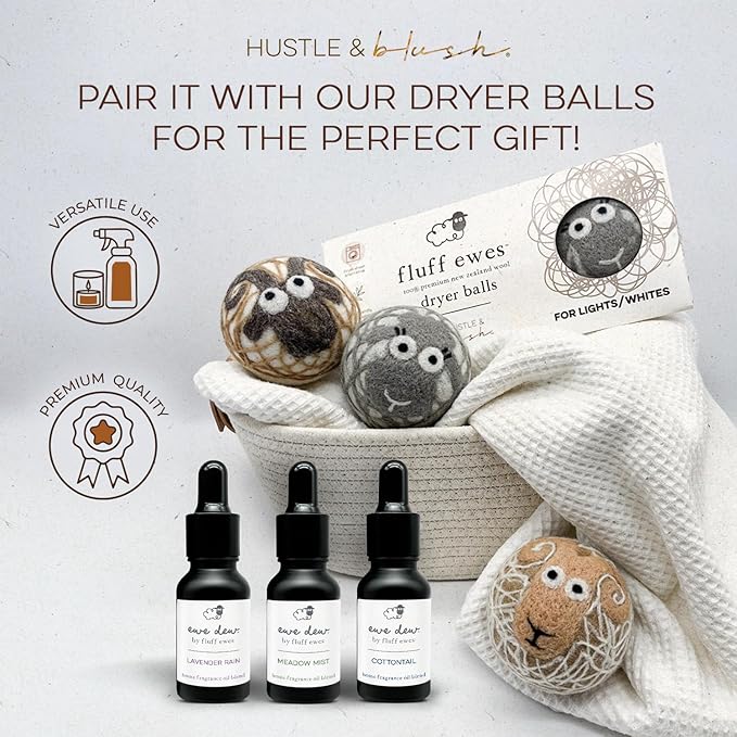 Hustle & Blush Essential Oils Blend for Dryer Balls, 15ml Cottontail, Natural Laundry Fragrance, Long-Lasting Fresh Scent, Ideal for Diffusers, Candle Making Holiday Gifts, Multi-Use for Home & DIY