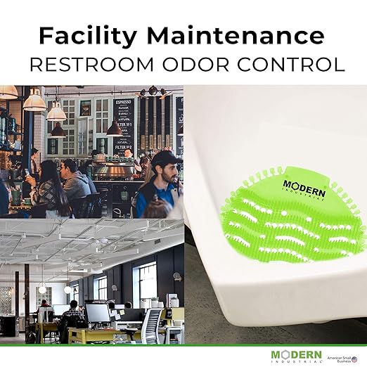 Modern Industrial Urinal Screen Deodorizer 10-Pack - Mint-Scented Urine Odor Eliminator for Fresh-Smelling Restrooms - Fits Most Commercial Urinals - Minimize Splash - Green