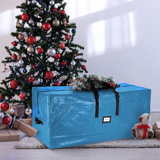 Hearth & Harbor 7.5 ft Christmas Tree Storage Bag - Artificial Christmas Tree Bag with Reinforced Handles, Dual Zipper, Wide Opening - Large Storage Container for Trees and Decorations, 2 Piece set