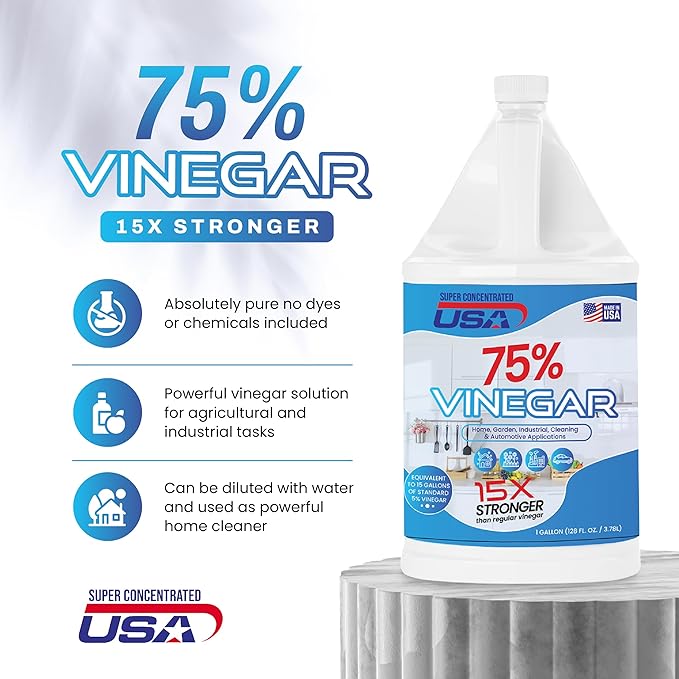 Pure Vinegar - Industrial Cleaning Vinegar - 1 Gallon Concentrated Cleaner (75% 1 Gallon)