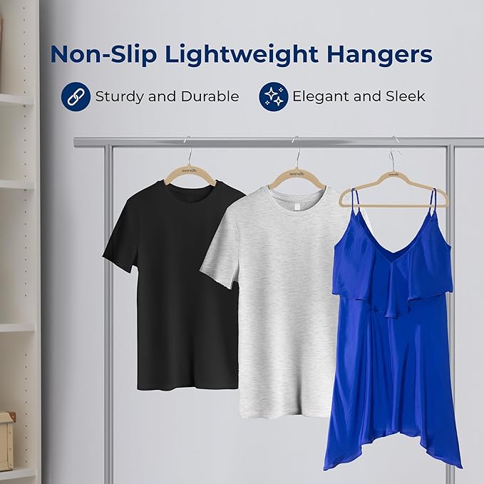 SereneLife 30 Pack Velvet Hangers – Non-Slip Clothes Hangers with Heavy Duty Design, Slim Space-Saving Coat Hangers with 360° Swivel Hook, Strong Lightweight Closet Organizer Set for Clothes (Ivory)